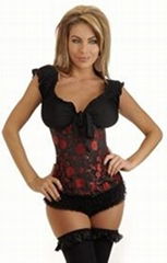 Floral Brocade Underbust Corset,Corset & Pettiskirt,Outerwear Corsets