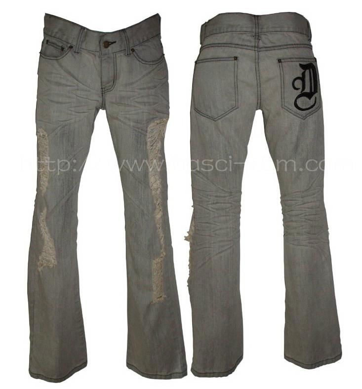 Wrinkled Decolored Men's Damage Jeans