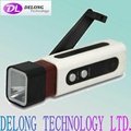 FM/AM radio led dynamo torch with DC jack and mobile phone port 