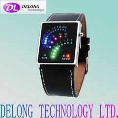 fashion zinc alloy plated with silver led digital watch 