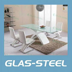 Two Side Extention  MDF Lets Glass Dining Table