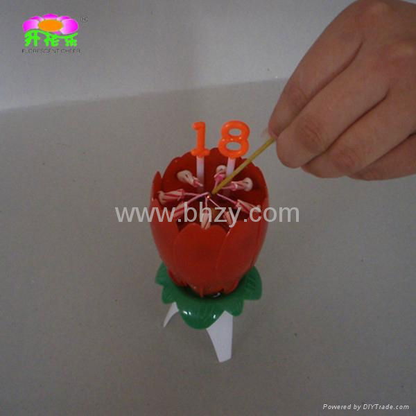 Number chrysanthemum flower birthday candle 2