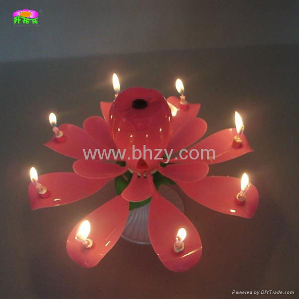 Rose flower musical birthday candle