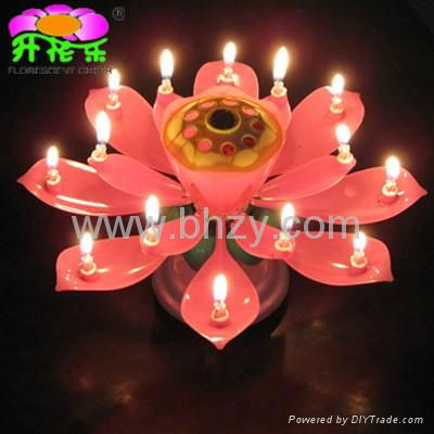 Large double-deck rotating-lotus magic birthday candle