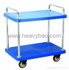 Two-layer Stainless Steel Dining Trolley with Plastic Board