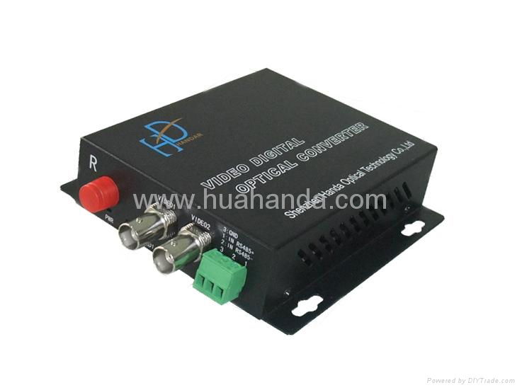 2 x video+1x RS485 to fiber optic transceiver