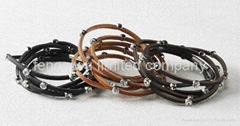 Crystal Studs Wrap  Leather bracelets(colors) 