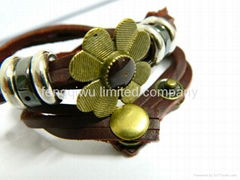 Alloy Flower accessories Wrap Leather bracelets