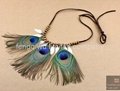 Peacock feather necklace 1