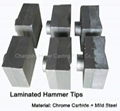 Laminated chrome carbide hammer tips for