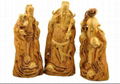 Boxwood hand carved Three Longevity God Buddha Statue 1