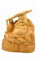 hand carved Boxwood Wealth Maitreya Buddha statue 3