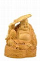 hand carved Boxwood Wealth Maitreya Buddha statue 4