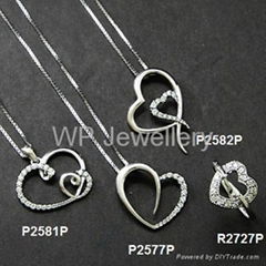 925 sterling silver jewelry set with rhodium plating