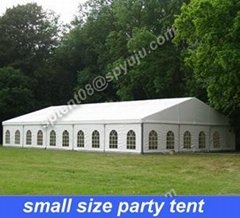 small party tent 10x21m with folding tables and chairs