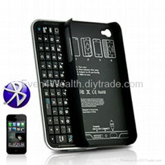 Wireless Rubberized Hard Shell Slider QWERTY Keyboard Case for iPhone 4