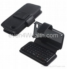 Bluetooth Mini Keyboard Case Wallet for Apple iPhone 4 / 4S