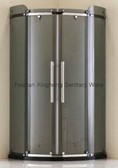 Gray tempered glass sliding shower enclosure 