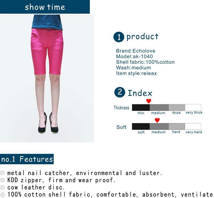 2012 new stlye hot sale pink cotton-made lady short jeans 2