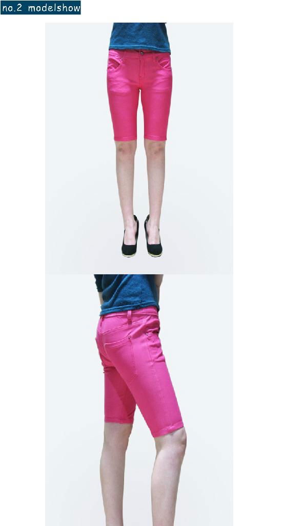 2012 new stlye hot sale pink cotton-made lady short jeans 3