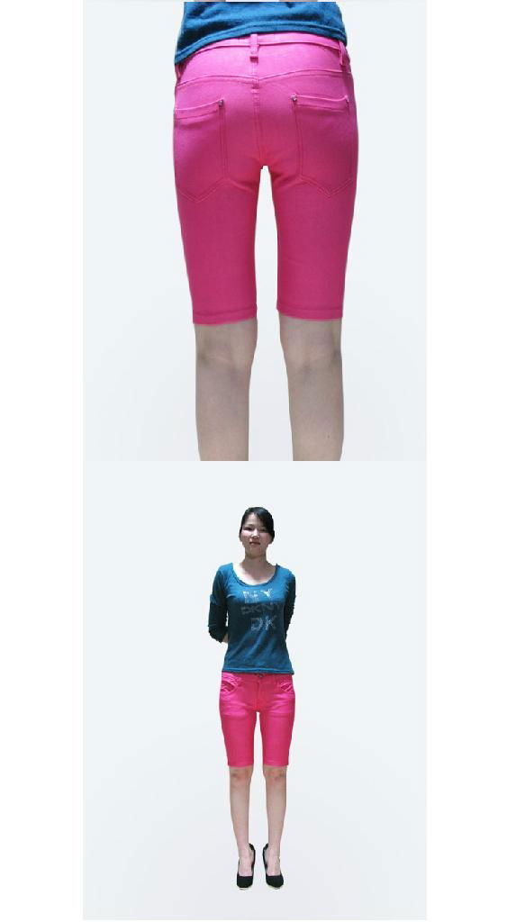 2012 new stlye hot sale pink cotton-made lady short jeans 4