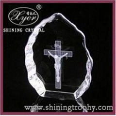 3D Laser Engraving Crystal Iceberg -Jesus &Cross