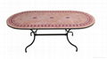 Wrought iron and ceramic mosaic oval dining table 2