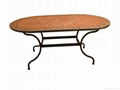 Wrought iron and ceramic mosaic oval dining table 4