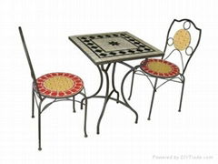 Wrought iron and ceramic mosaic dining table