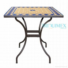 wrought iron and terra cotte square table