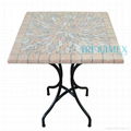 Wrought iron and terra cotta mosaic square table
