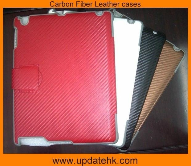 Carbon Fiber leather cases for the new ipad/ipad 2/tablet pc 3
