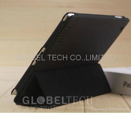 PU Leather folio kickstand hard case for Ipad2 / New iPad 2