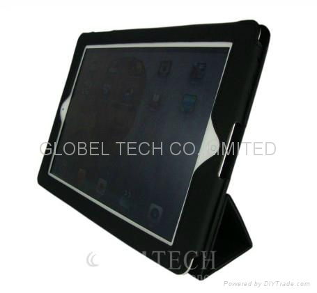 PU Leather folio kickstand hard case for Ipad2 / New iPad 5