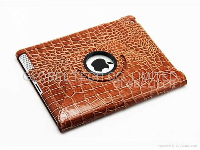 iPad 2/ new iPad 360 Degree Rotated leather case -Crocodile 4