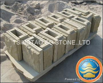 Beige sandstone mushroom corner stone