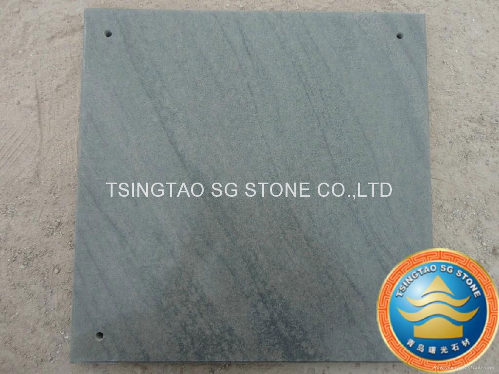 Natural dark green sandstone tile