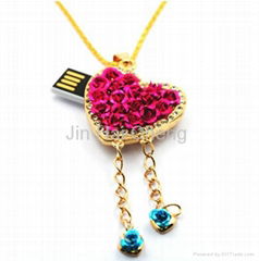 popular Jewelry love Gifts USB Pen Drive with diamonds