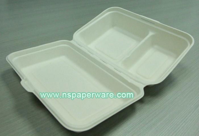 600ml Biodegradable Bagasse Disposable Bento Lunch Boxes 2