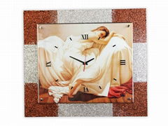 MDF European gold silver glass clock