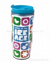 plastic travel mug BPA free with paper insert