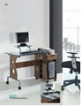 mobile glass desk with drawer