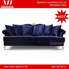 Neoclassic style high grade velvet chesterfield sofa 