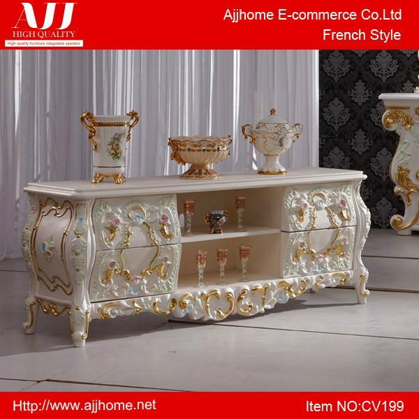 French style noble white TV stand
