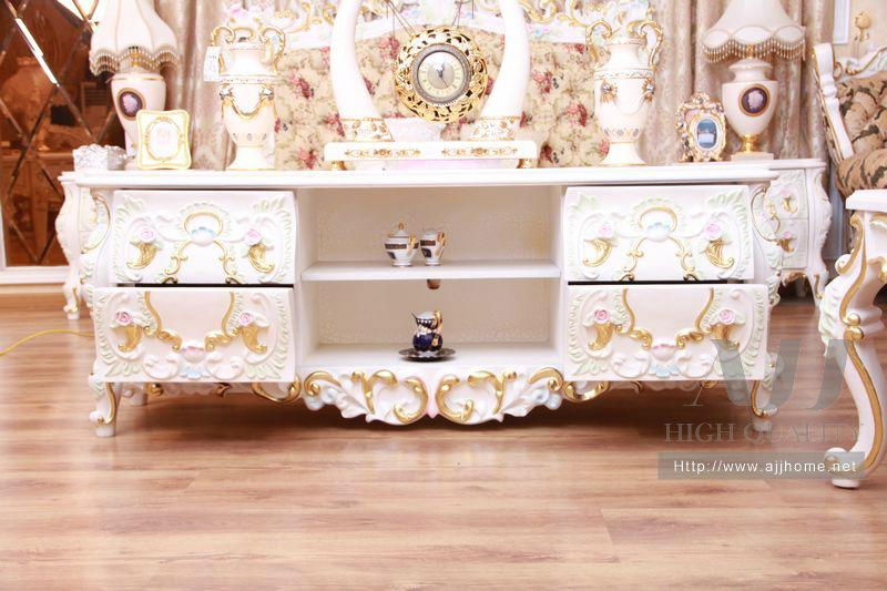 French style noble white TV stand 2