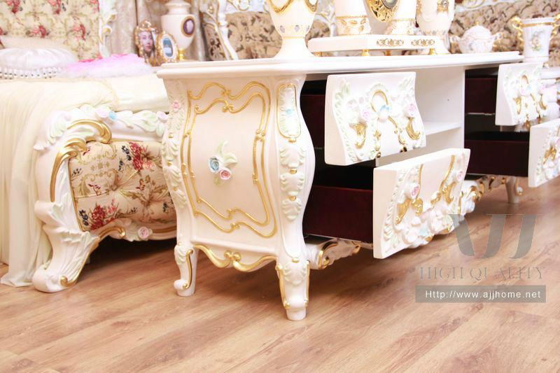 French style noble white TV stand 3