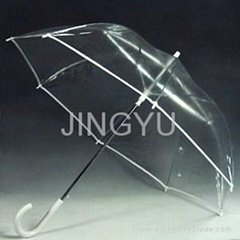 Fashion 21''*8K pvc fabric metal frame transparent umbrella with plastic handle