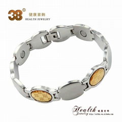  health bio-magnetic bracelet+magnetic bracelet+ steel gold foil bracelet