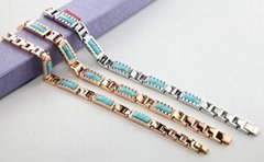 Full rose gold magnetic stainless steel bracelet jewelry + Lady men bracelet set