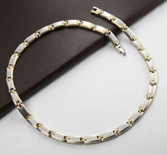 Hotsel Two tone plated stainless steel necklace + men fashion steel necklaces